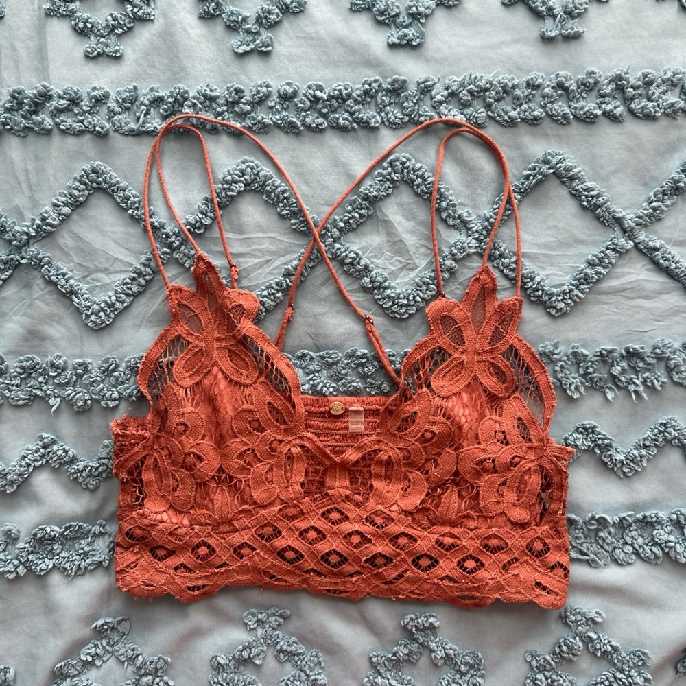 Floral Lace Bralette — Rust Orange